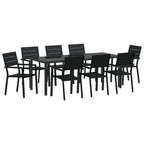 Conjunto de Comedor de Jardín 9 pcs Negro