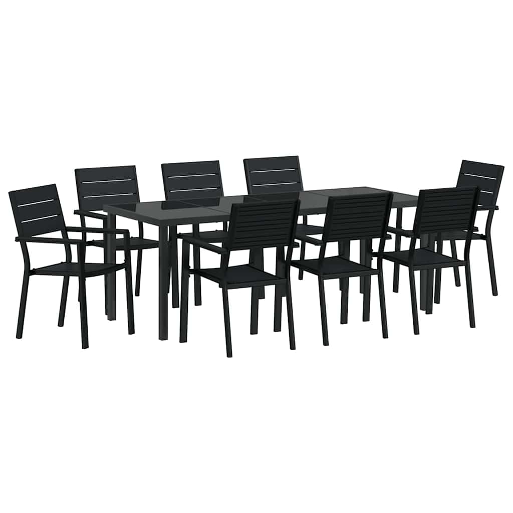 Conjunto de Comedor de Jardín 9 pcs Negro