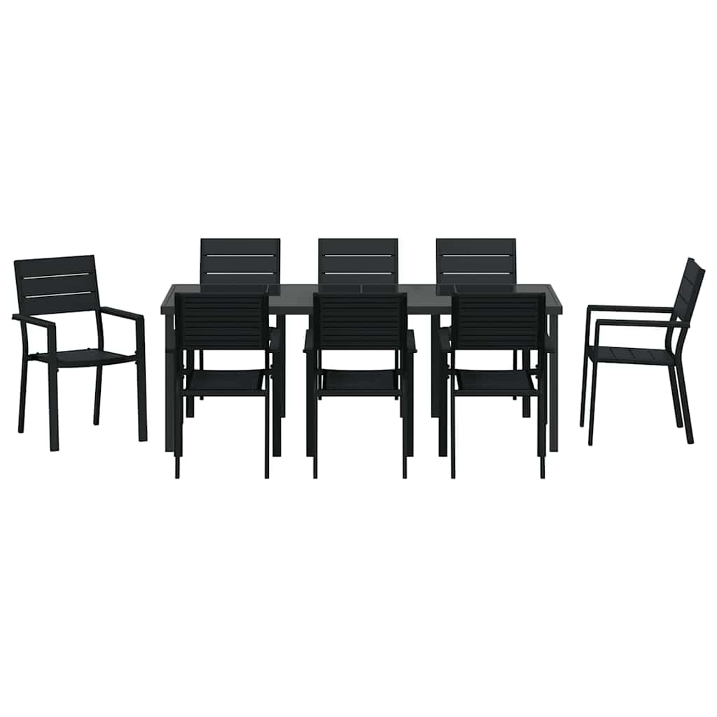 Conjunto de Comedor de Jardín 9 pcs Negro