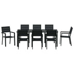 Conjunto de Comedor de Jardín 9 pcs Negro