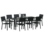 Conjunto de Comedor de Jardín 9 pcs Negro