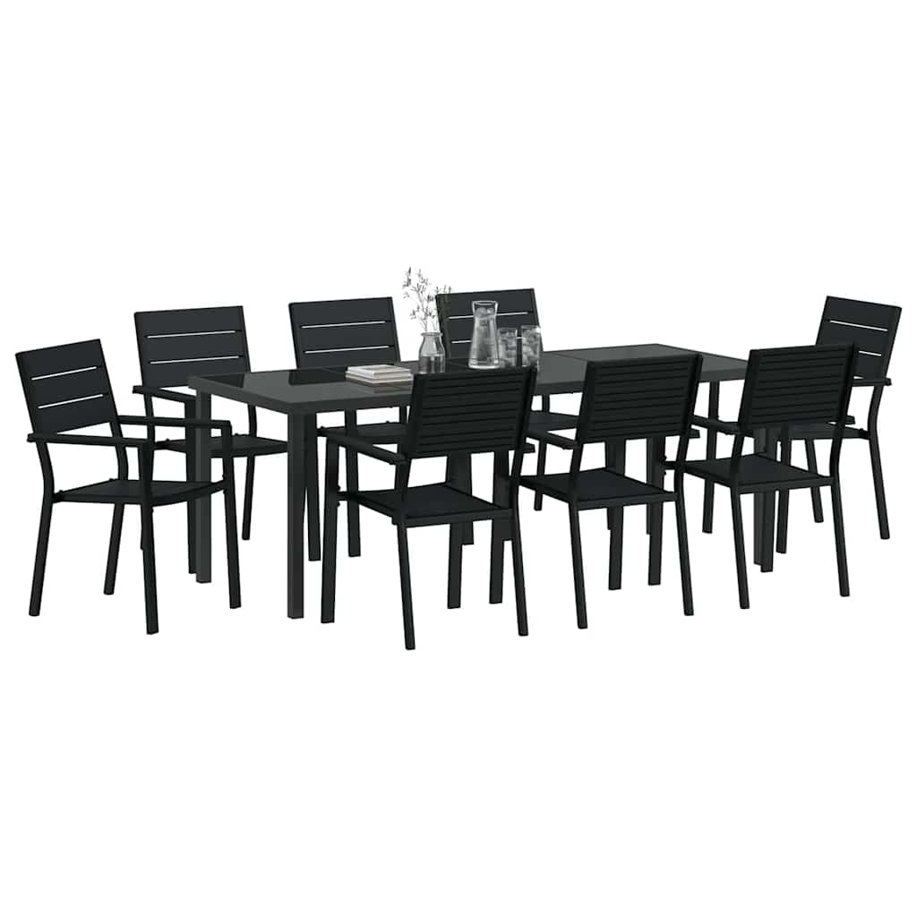 Conjunto de Comedor de Jardín 9 pcs Negro