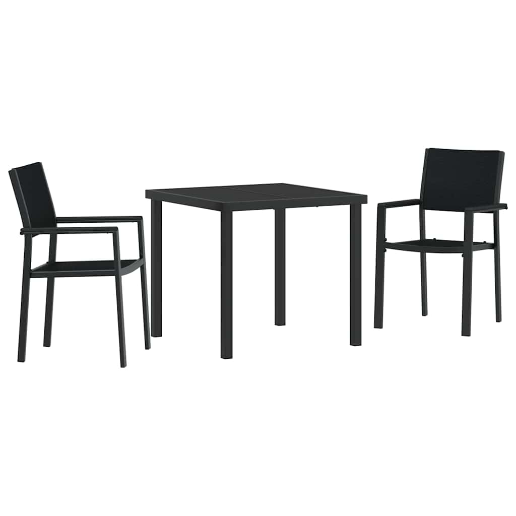 Conjunto de Comedor de Jardín 3 pcs Negro