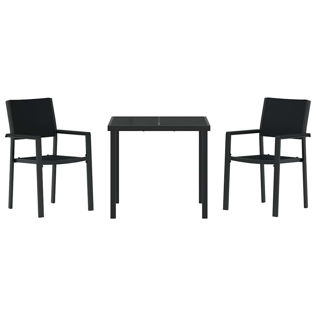 Conjunto de Comedor de Jardín 3 pcs Negro