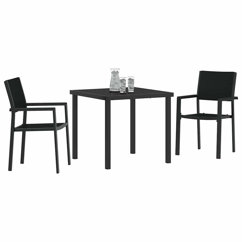 Conjunto de Comedor de Jardín 3 pcs Negro