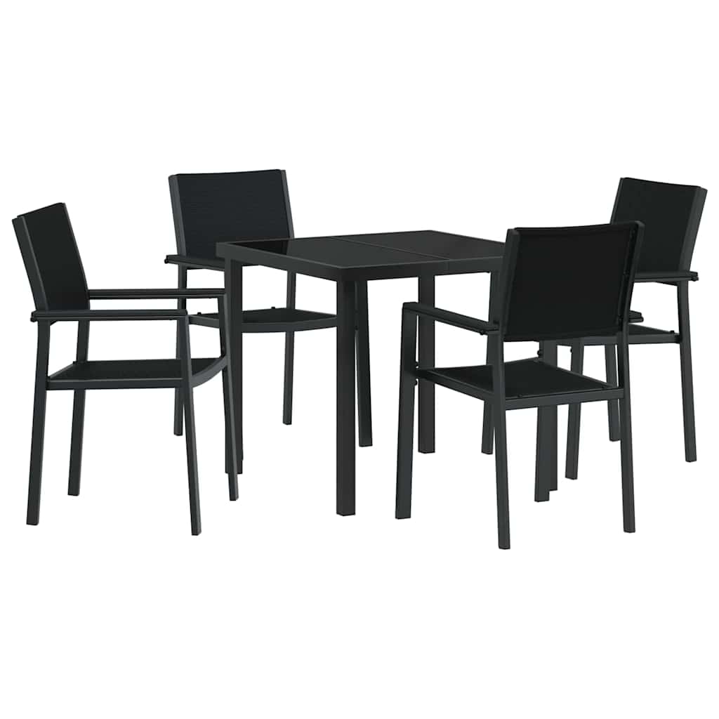 Conjunto de Comedor de Jardín 5 pcs Negro