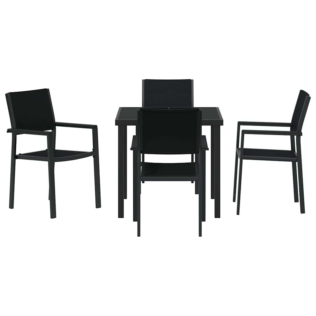 Conjunto de Comedor de Jardín 5 pcs Negro