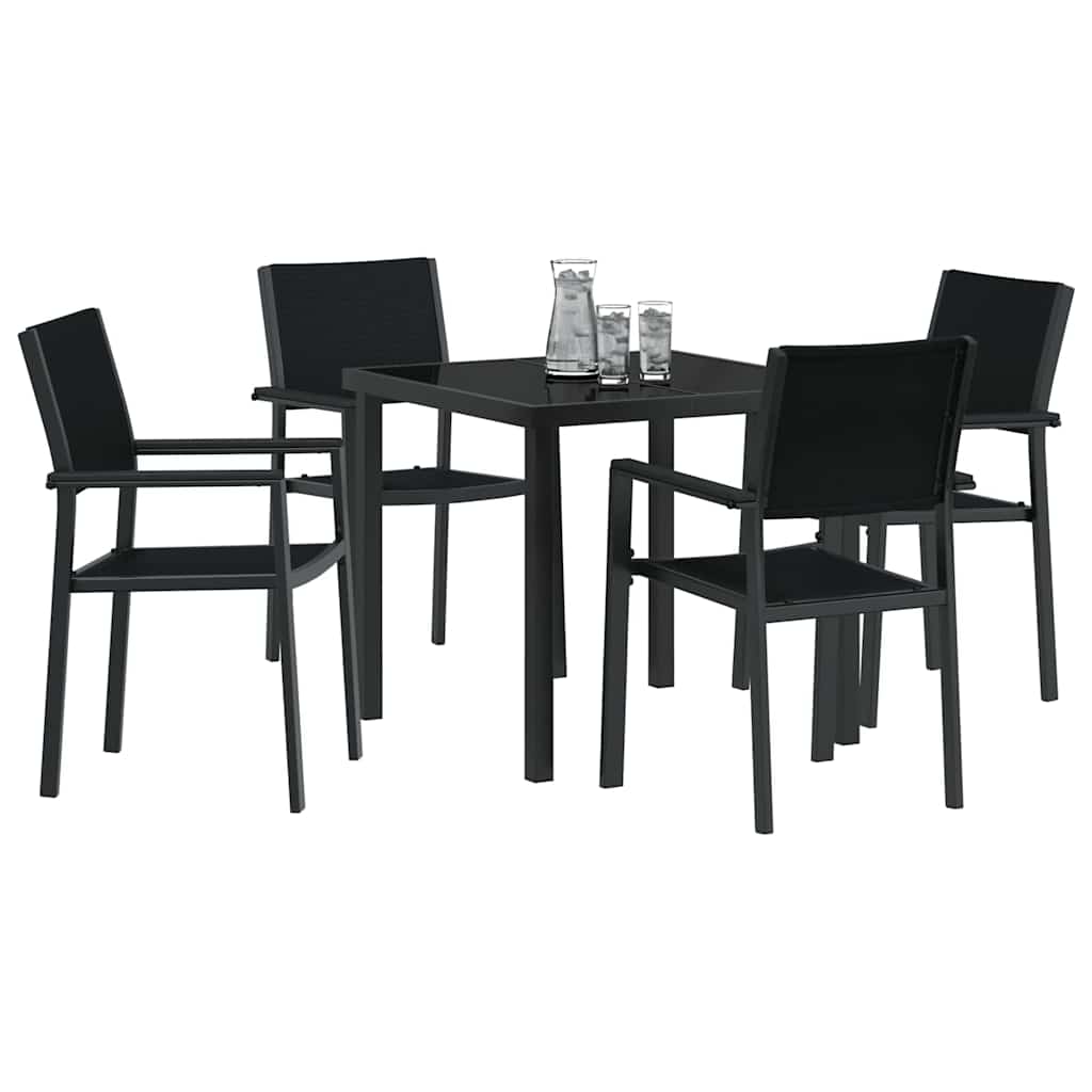 Conjunto de Comedor de Jardín 5 pcs Negro
