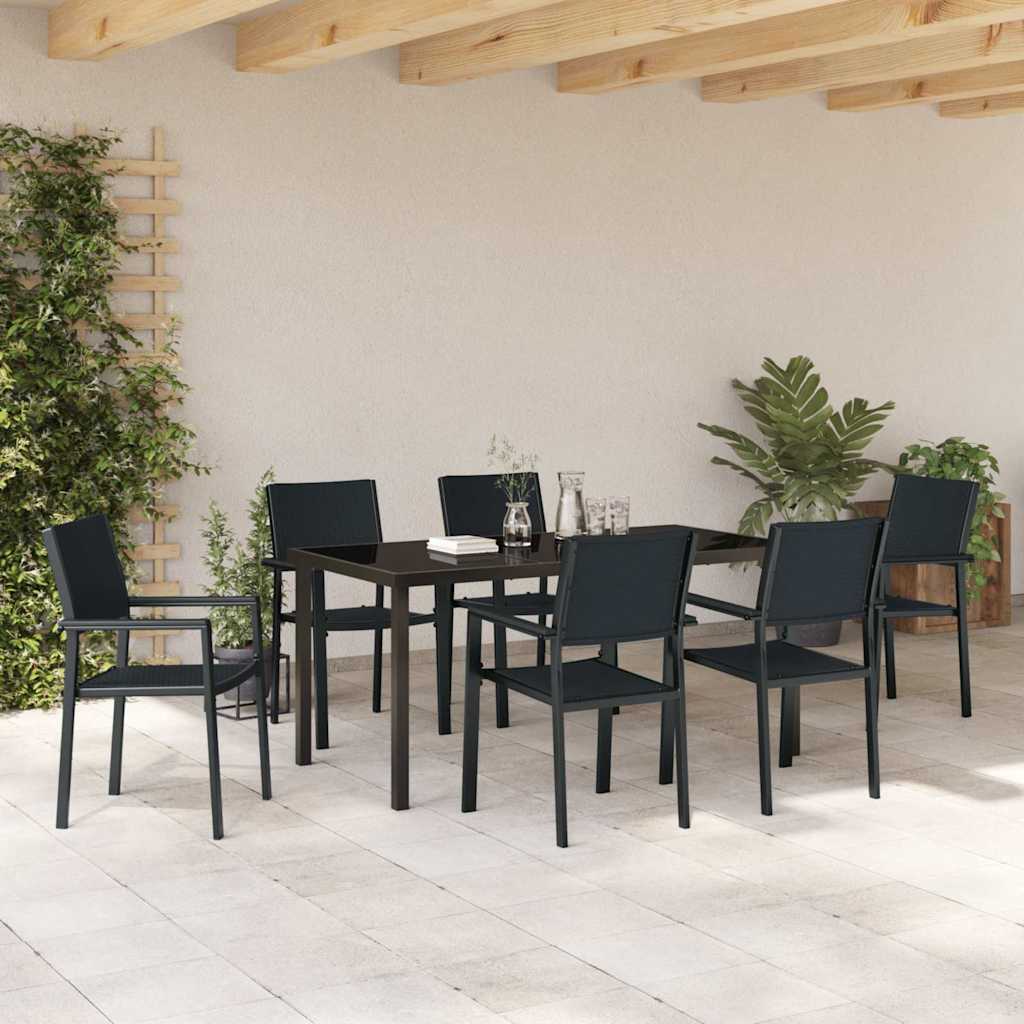 Conjunto de Comedor de Jardín 7 pcs Negro