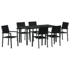Conjunto de Comedor de Jardín 7 pcs Negro