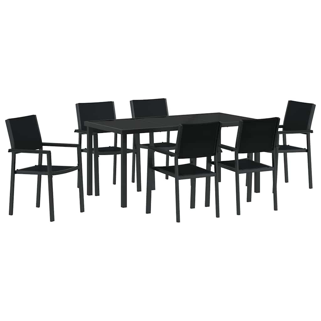 Conjunto de Comedor de Jardín 7 pcs Negro