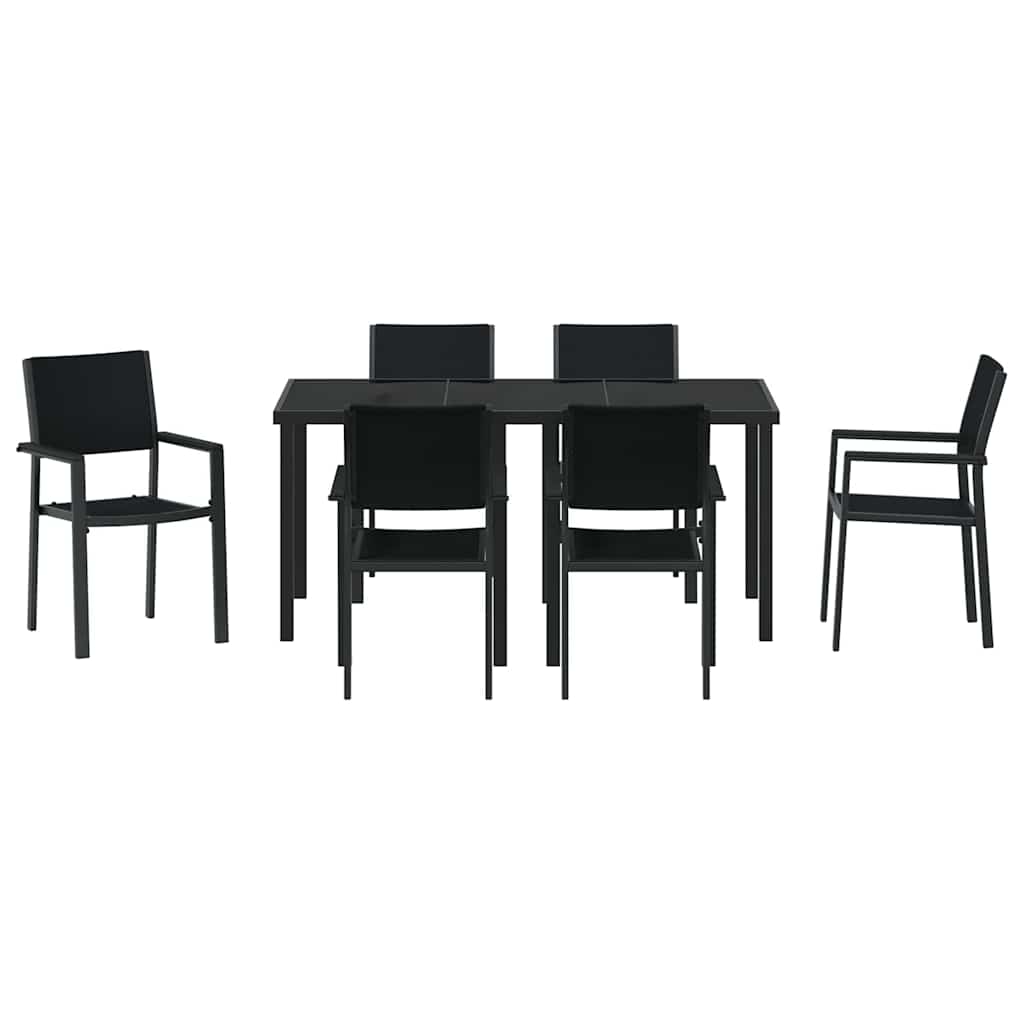 Conjunto de Comedor de Jardín 7 pcs Negro