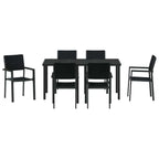 Conjunto de Comedor de Jardín 7 pcs Negro