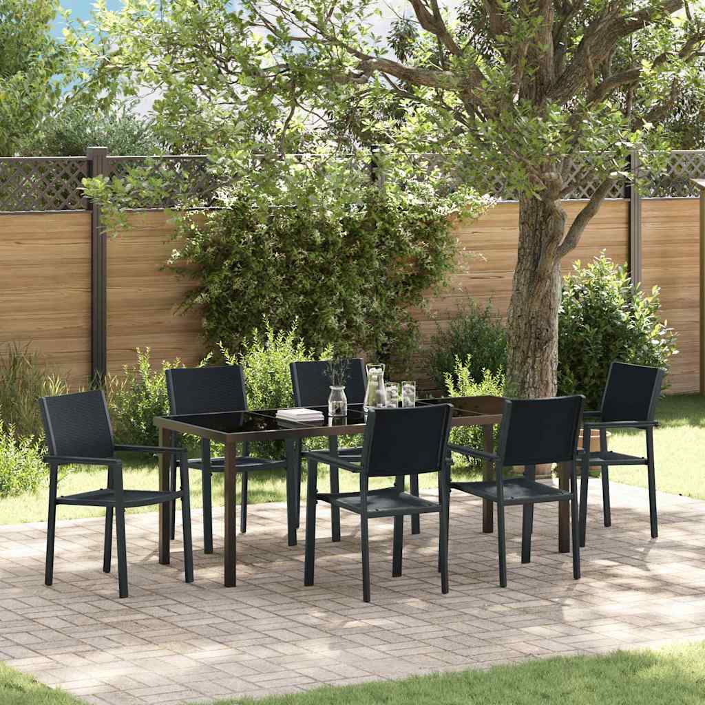 Conjunto de Comedor de Jardín 7 pcs Negro