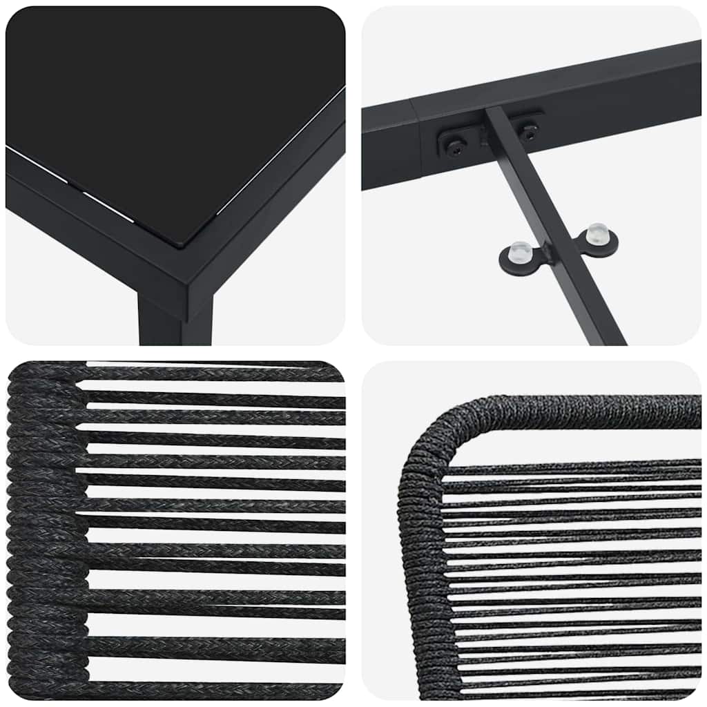 Conjunto de Comedor de Jardín 3 pcs Negro