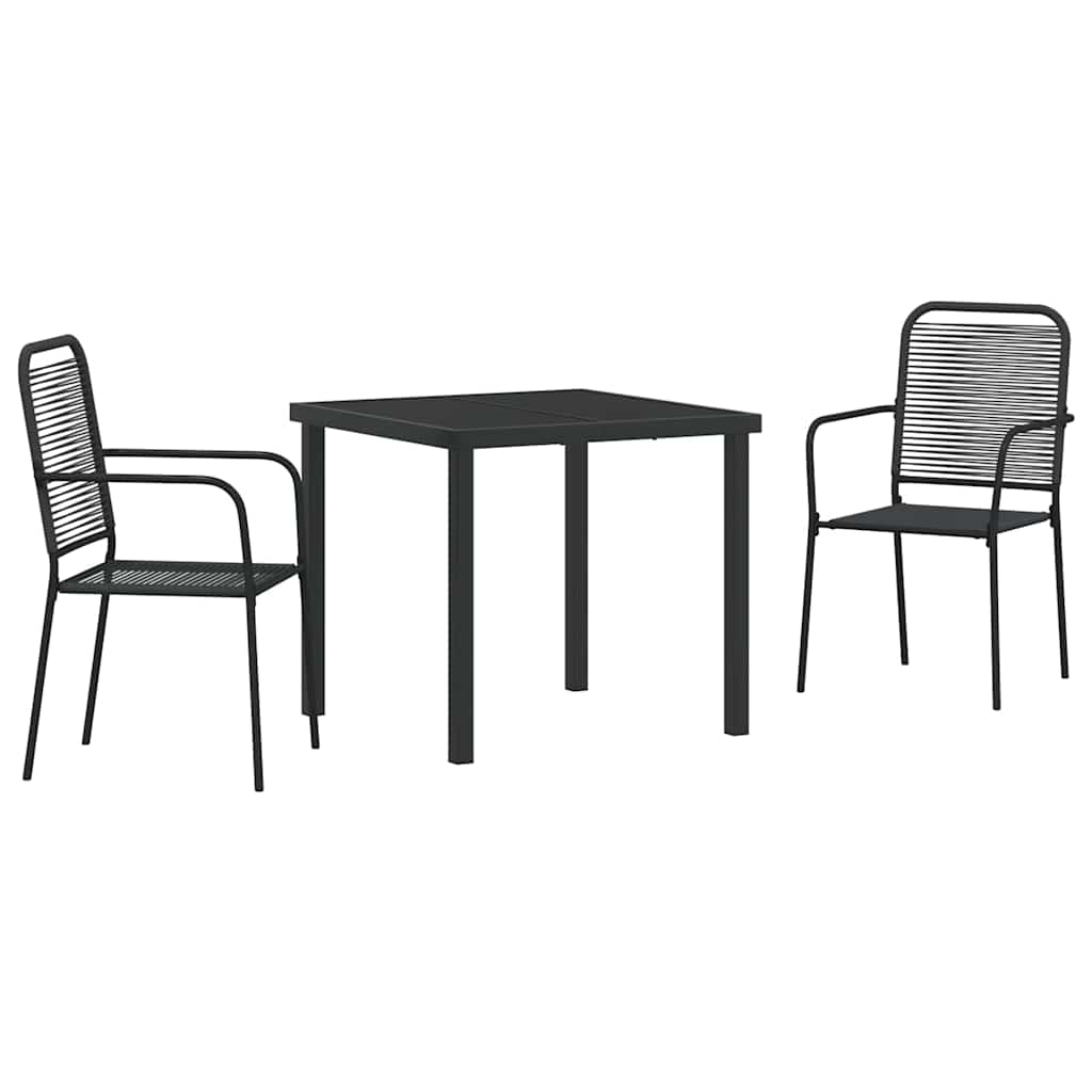 Conjunto de Comedor de Jardín 3 pcs Negro