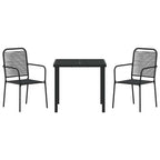 Conjunto de Comedor de Jardín 3 pcs Negro