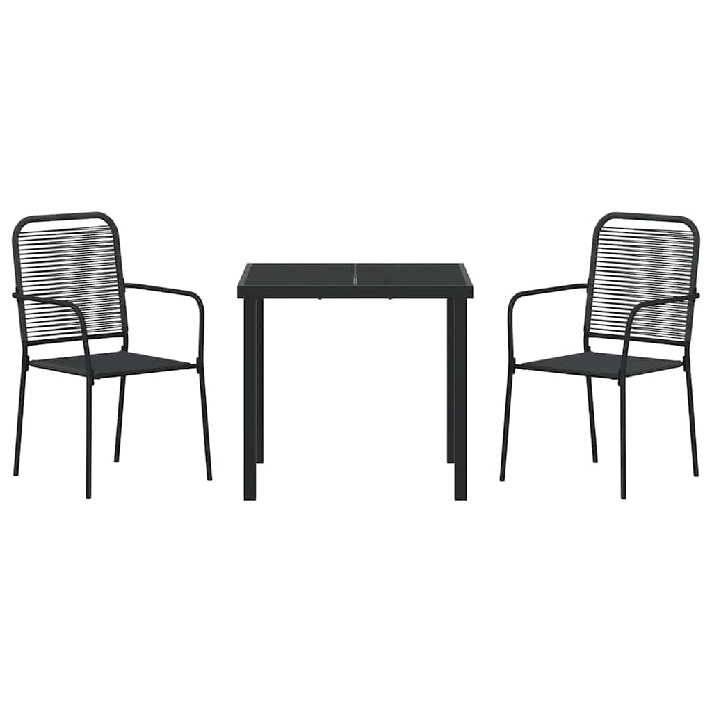 Conjunto de Comedor de Jardín 3 pcs Negro