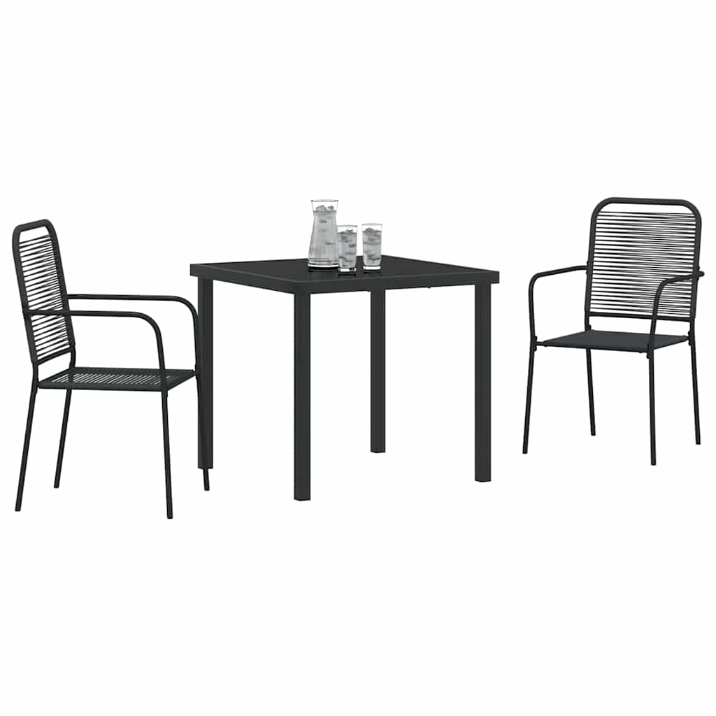 Conjunto de Comedor de Jardín 3 pcs Negro