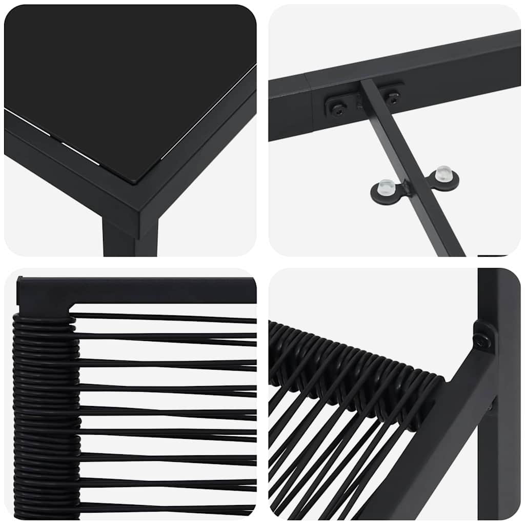 Conjunto de Comedor de Jardín 3 pcs Negro