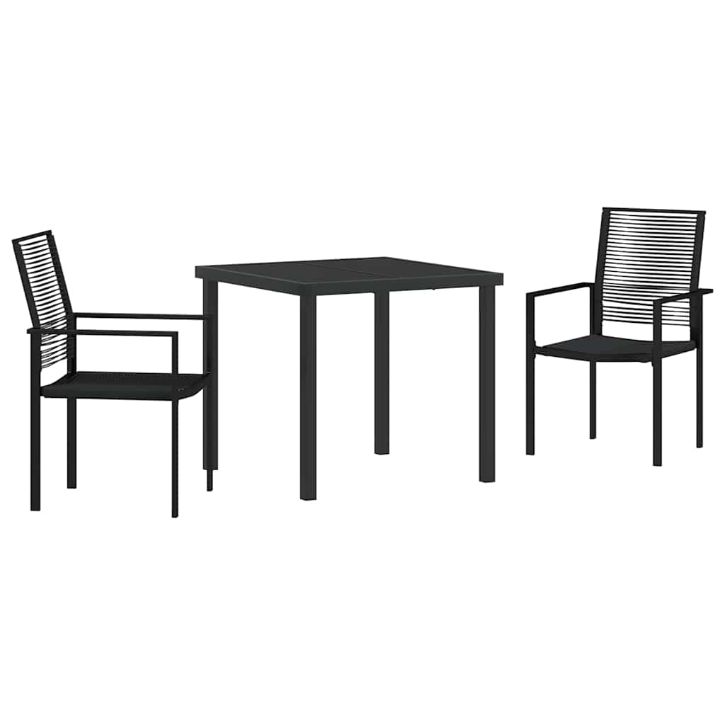 Conjunto de Comedor de Jardín 3 pcs Negro