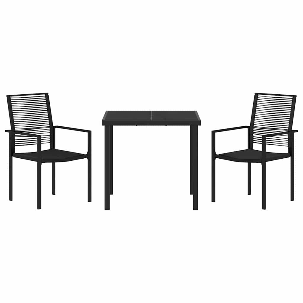 Conjunto de Comedor de Jardín 3 pcs Negro