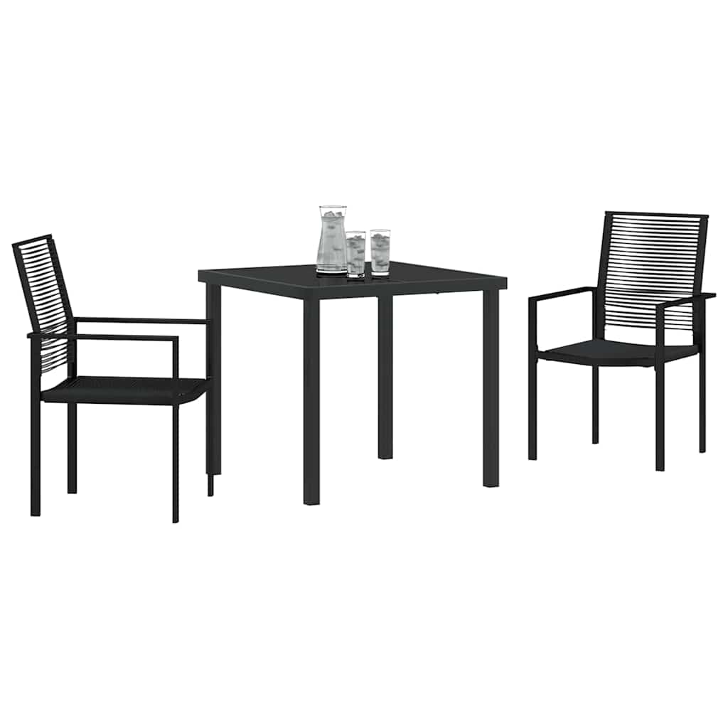Conjunto de Comedor de Jardín 3 pcs Negro