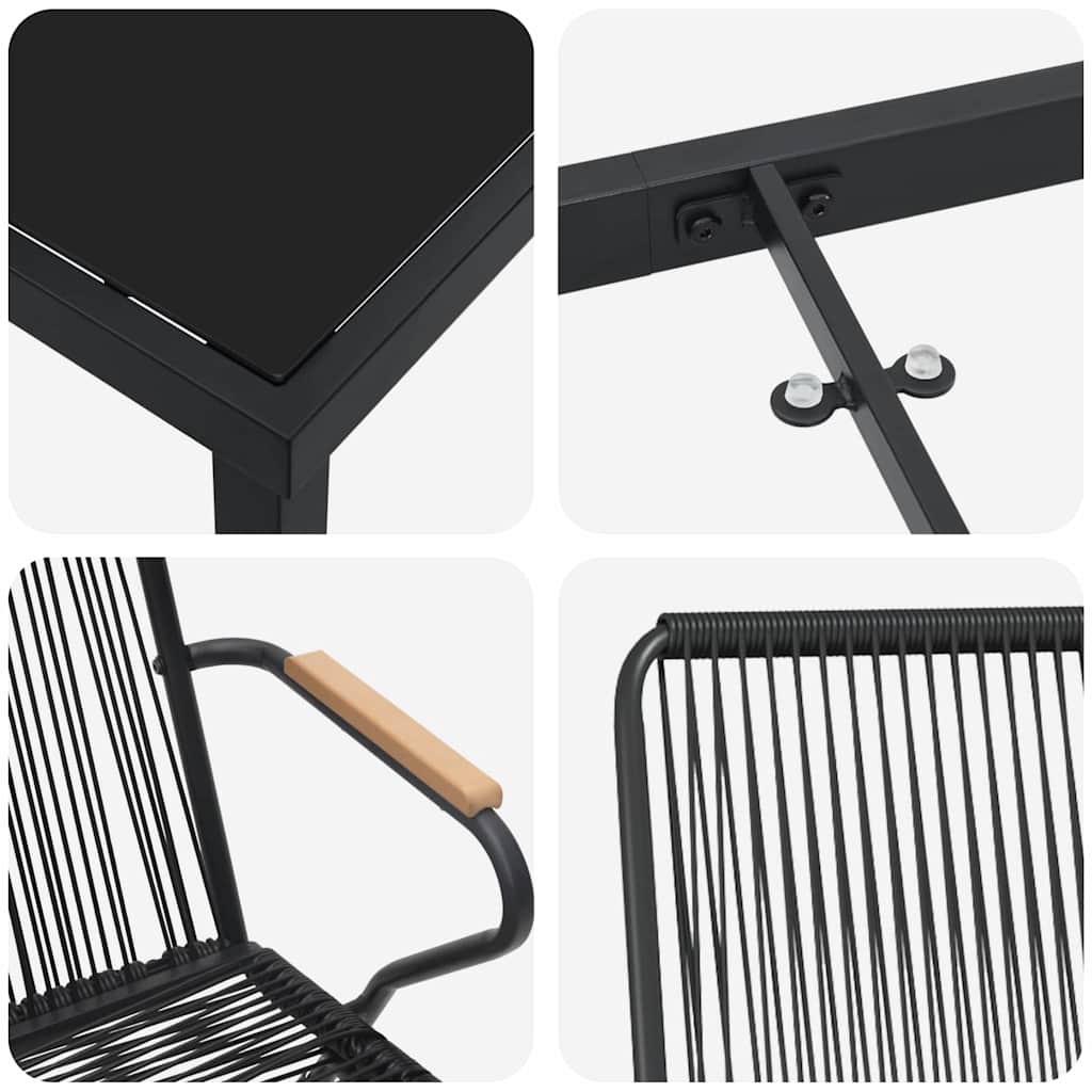 Conjunto de Comedor de Jardín 3 pcs Negro