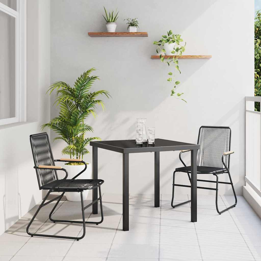 Conjunto de Comedor de Jardín 3 pcs Negro