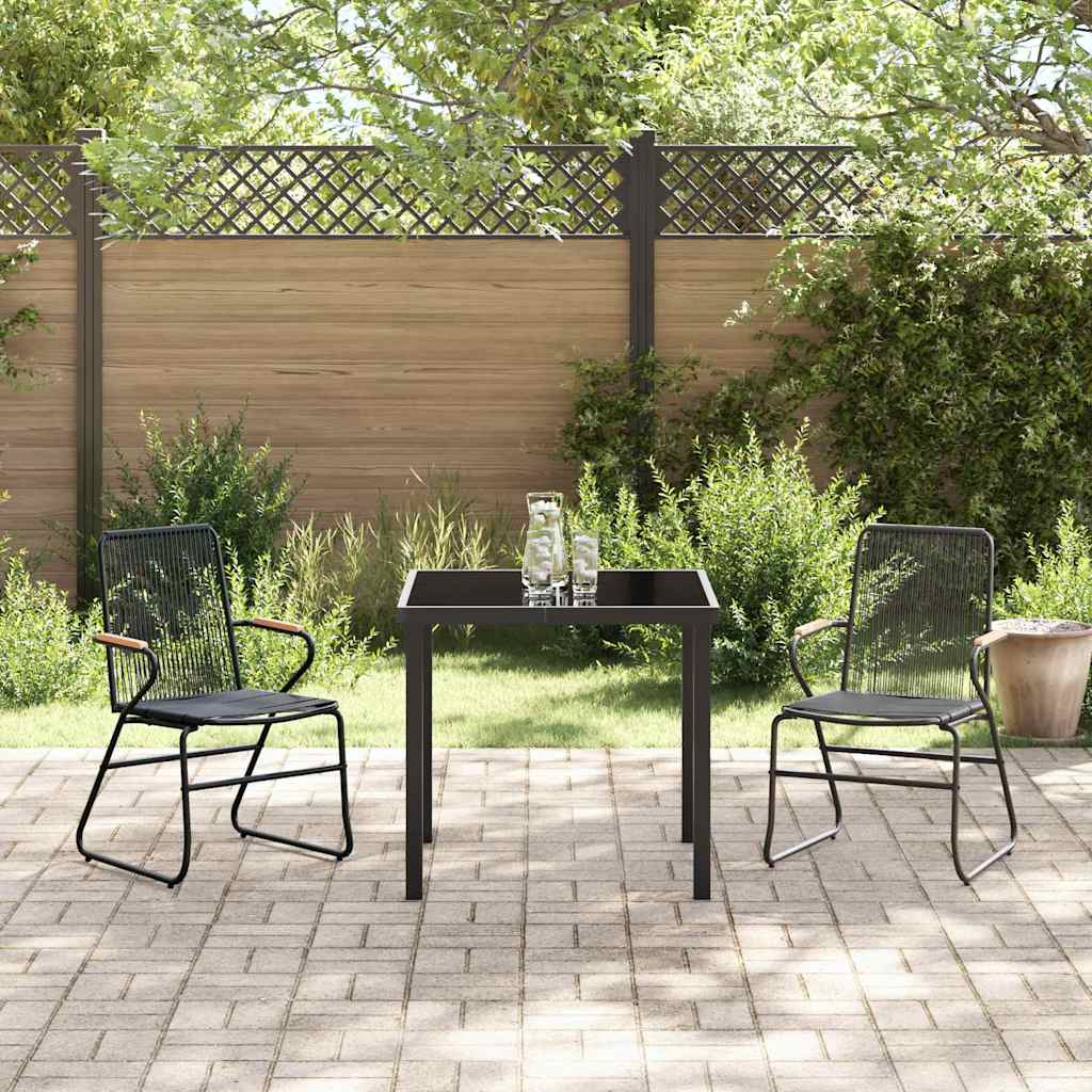 Conjunto de Comedor de Jardín 3 pcs Negro