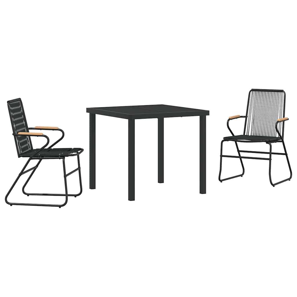 Conjunto de Comedor de Jardín 3 pcs Negro