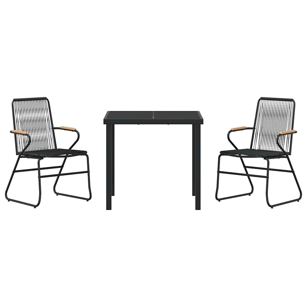 Conjunto de Comedor de Jardín 3 pcs Negro