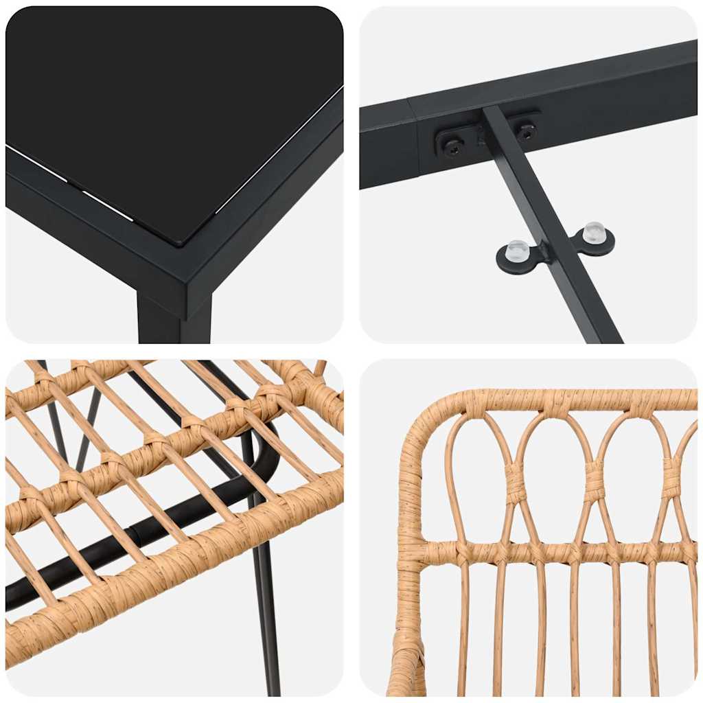 Conjunto de Comedor de Jardín 3 pcs Marrón