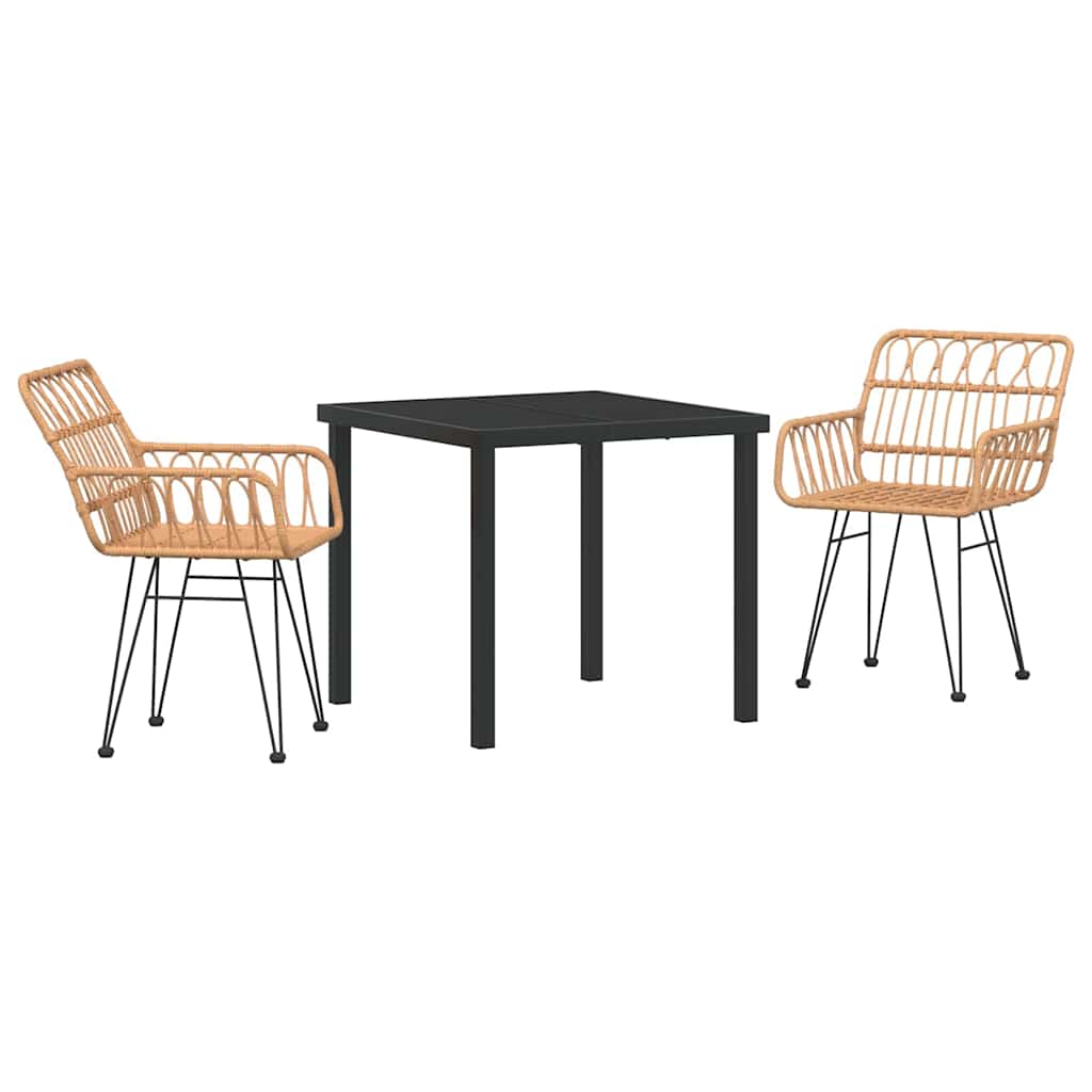 Conjunto de Comedor de Jardín 3 pcs Marrón
