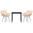 Conjunto de Comedor de Jardín 3 pcs Marrón