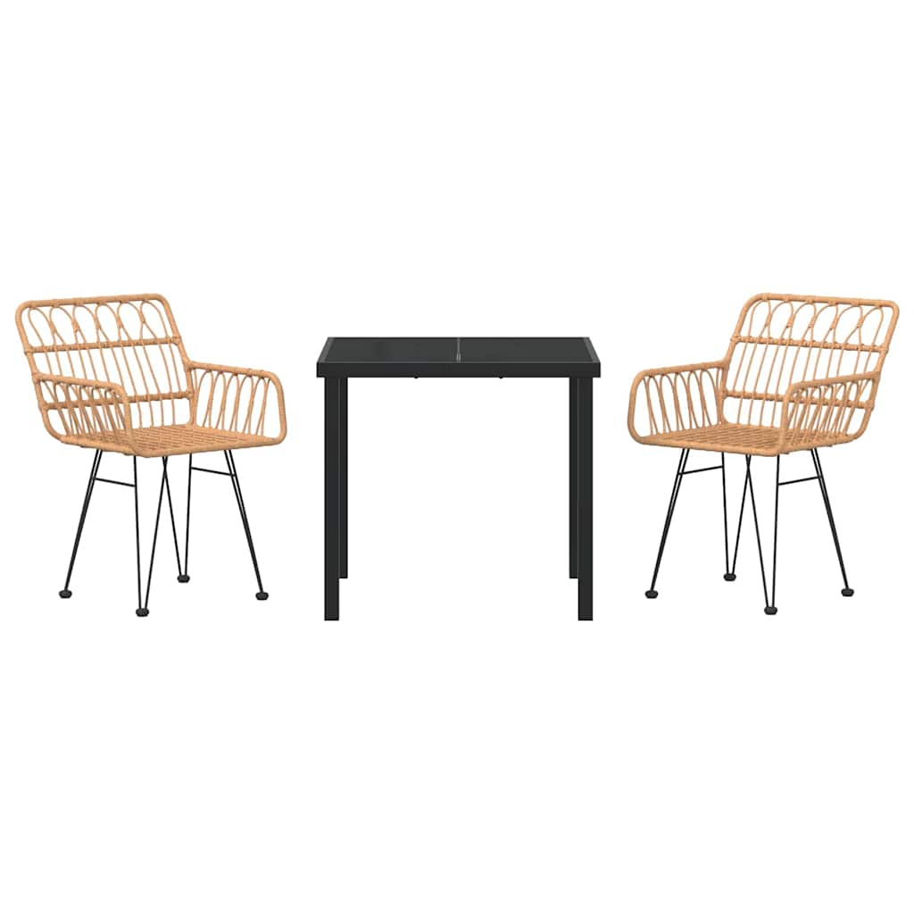 Conjunto de Comedor de Jardín 3 pcs Marrón