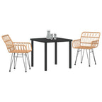 Conjunto de Comedor de Jardín 3 pcs Marrón