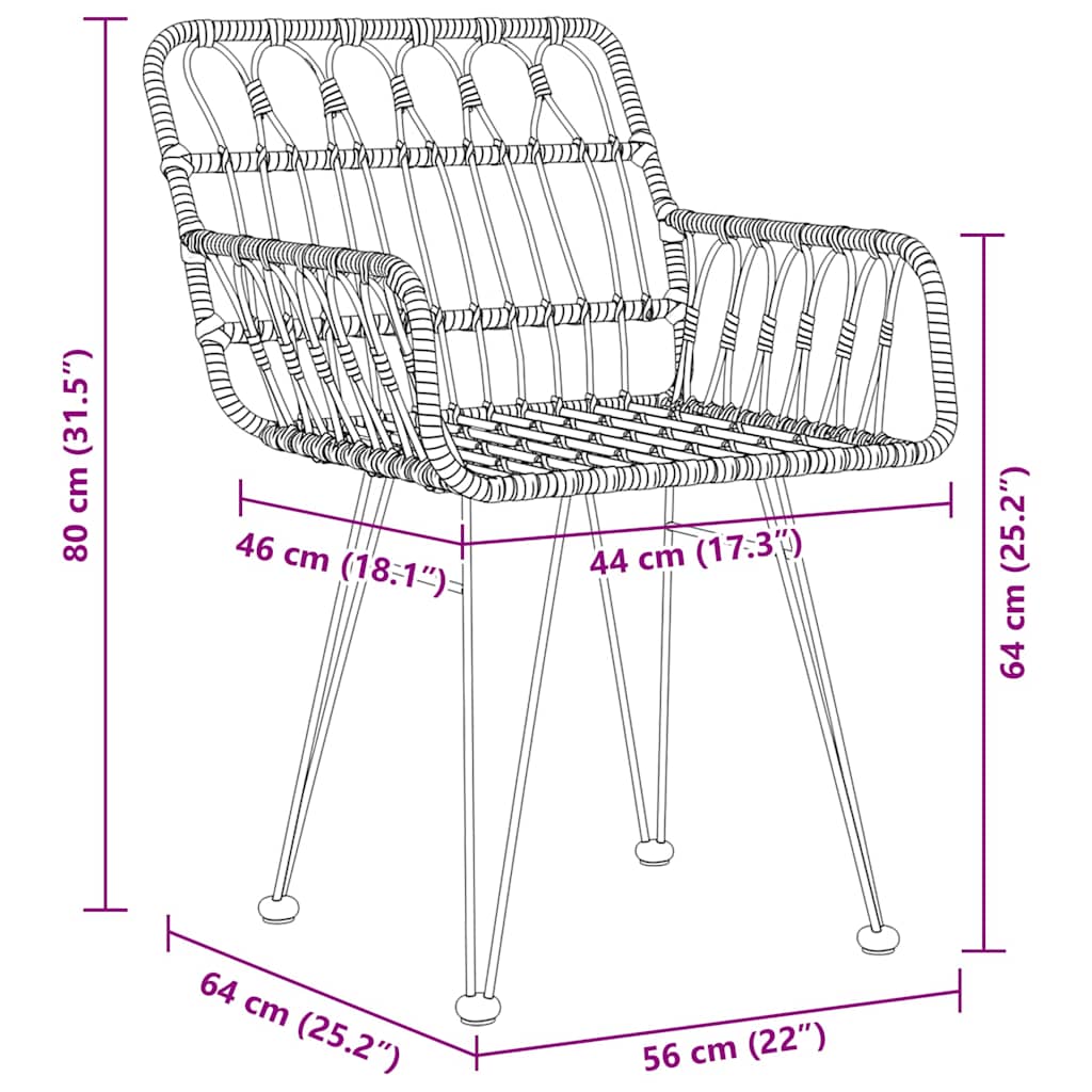 Conjunto de Comedor de Jardín 3 pcs Marrón