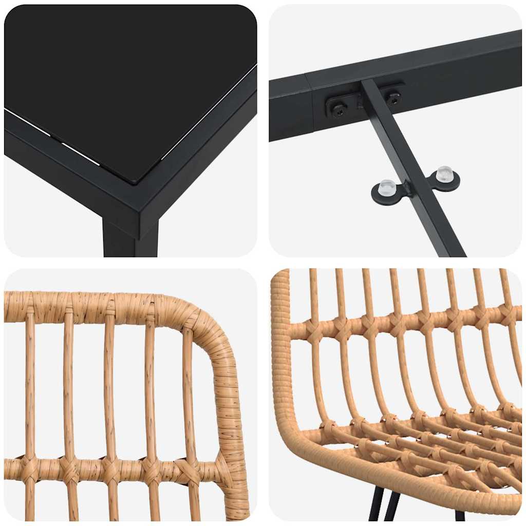 Conjunto de Comedor de Jardín 3 pcs Marrón