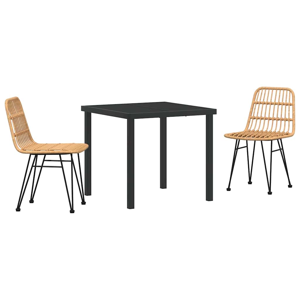 Conjunto de Comedor de Jardín 3 pcs Marrón