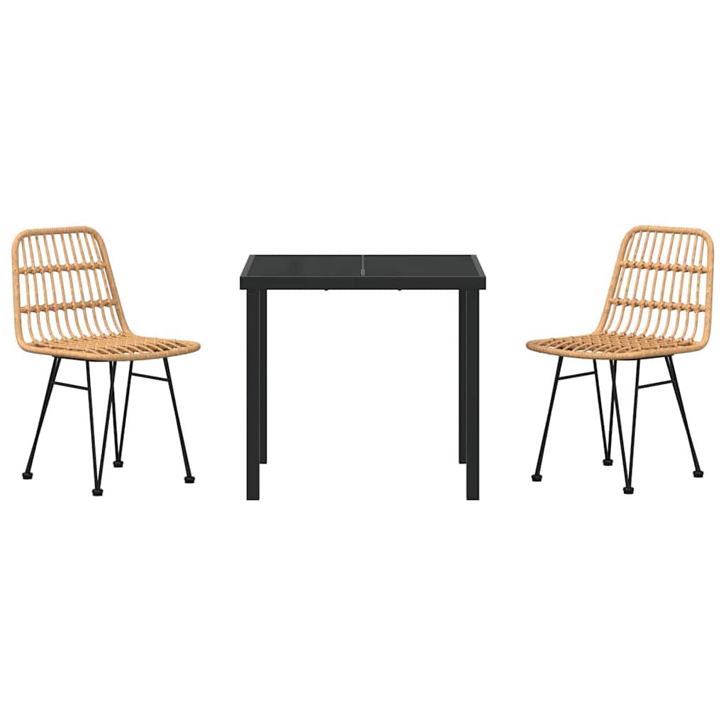 Conjunto de Comedor de Jardín 3 pcs Marrón