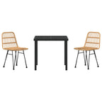 Conjunto de Comedor de Jardín 3 pcs Marrón