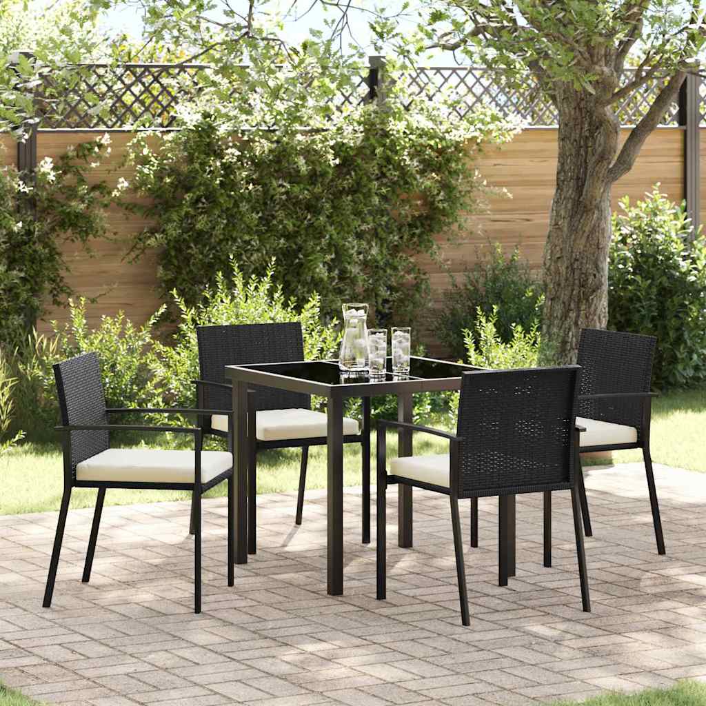 Conjunto de Comedor de Jardín 5 pcs Marrón ratán sintético