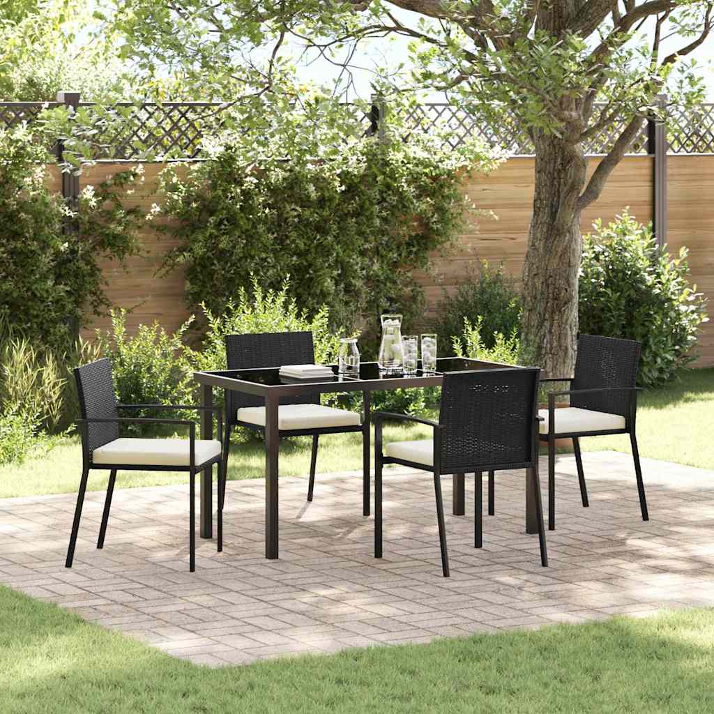Conjunto de Comedor de Jardín 5 pcs Marrón ratán sintético