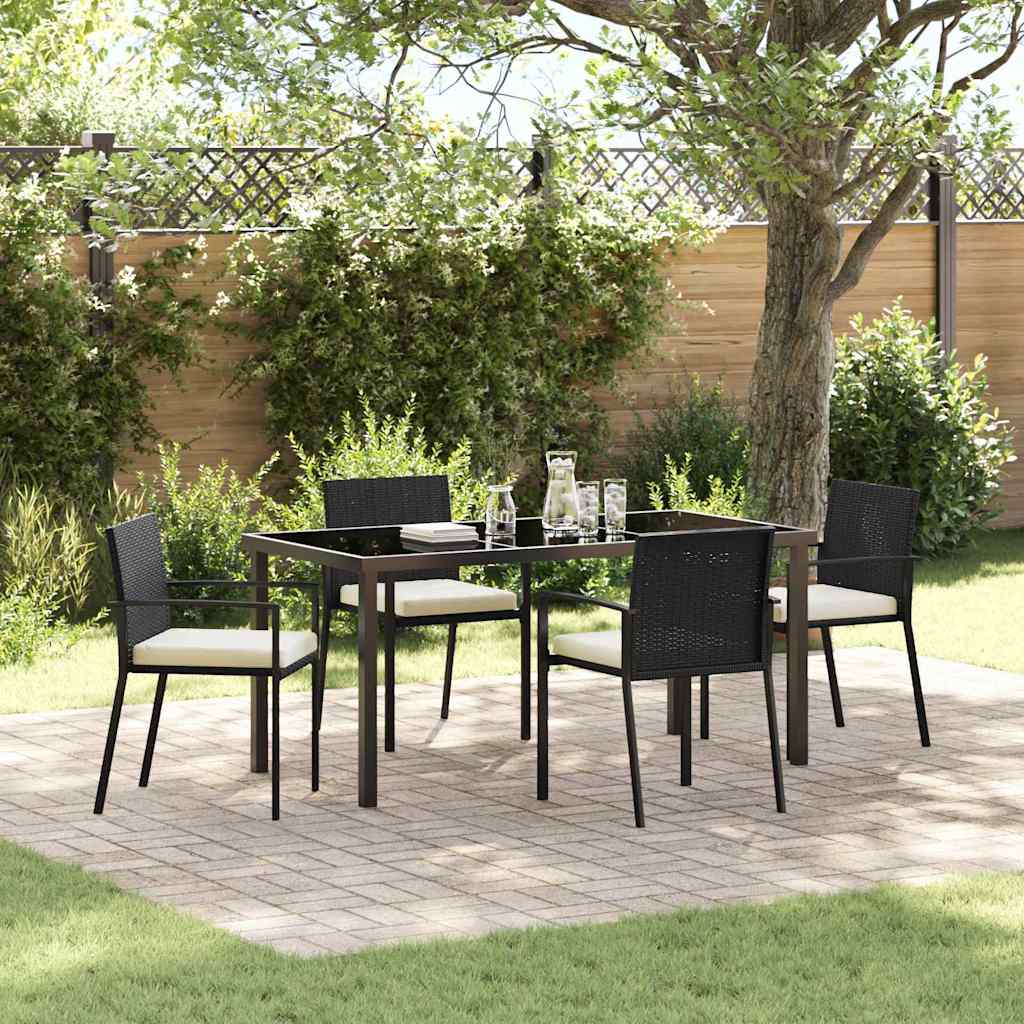 Conjunto de Comedor de Jardín 5 pcs Marrón ratán sintético