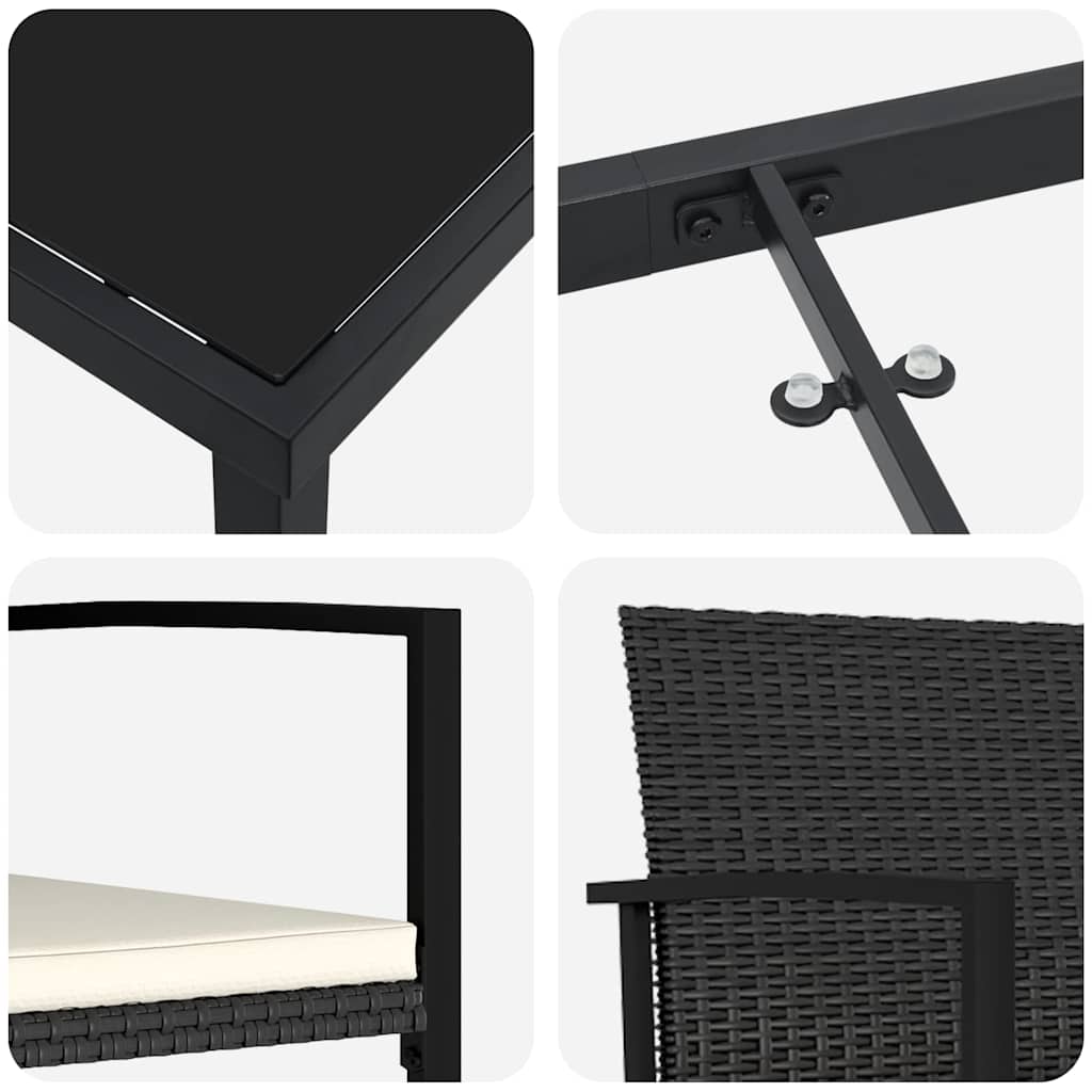 Conjunto de Comedor de Jardín 7 pcs Negro