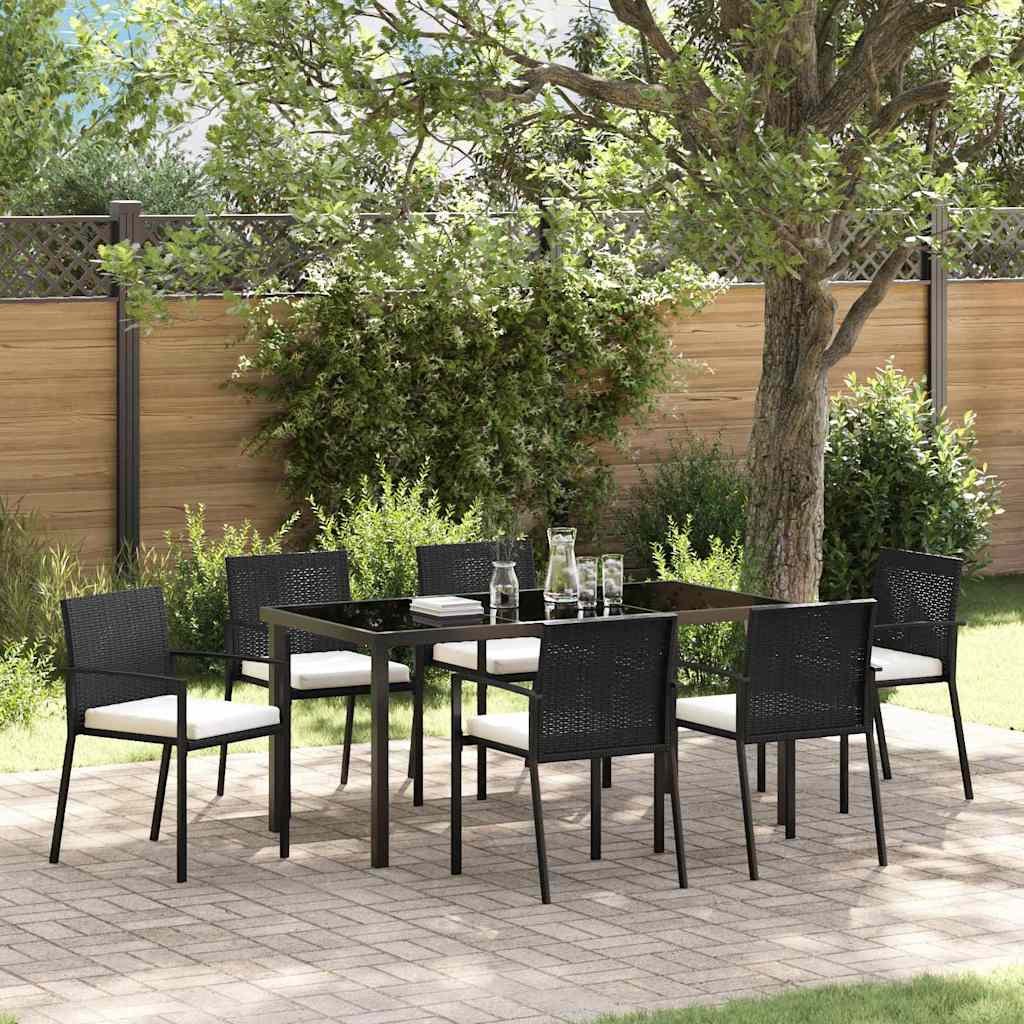 Conjunto de Comedor de Jardín 7 pcs Negro