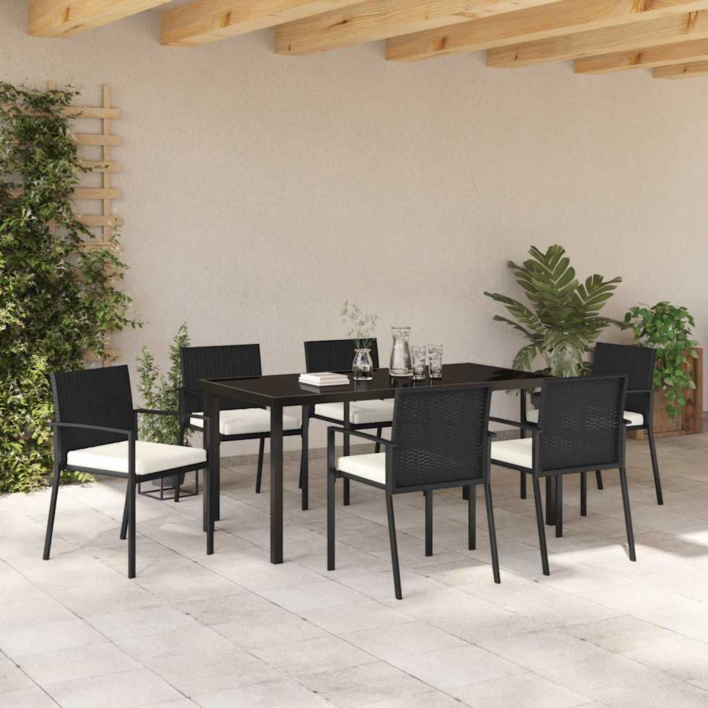 Conjunto de Comedor de Jardín 7 pcs Negro