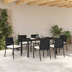 Conjunto de Comedor de Jardín 7 pcs Negro