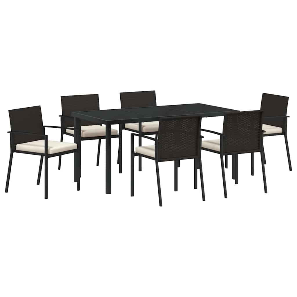 Conjunto de Comedor de Jardín 7 pcs Negro